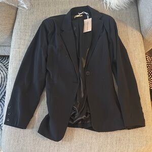 Classic Black Structured Blazer Size L | Workwear Office Chic |